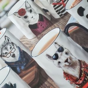 6 Piece Ceramic Mug Set Animal Art